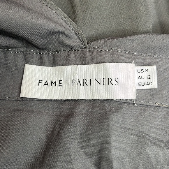 Fame and Partners Gray Deep-V Button Front Midi Dress - Picture 3 of 5